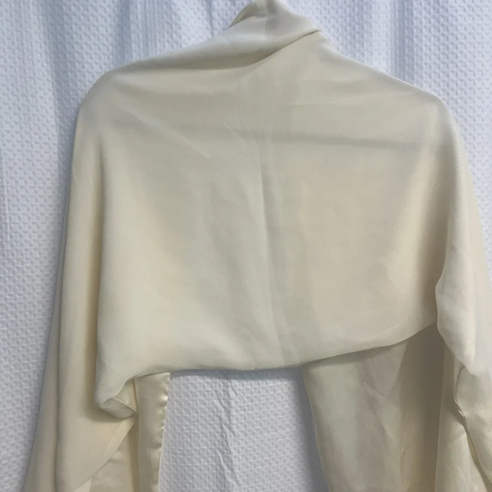 Cejan Ivory All Silk Satin Chiffon Wrap Shawl Scarf 20x70